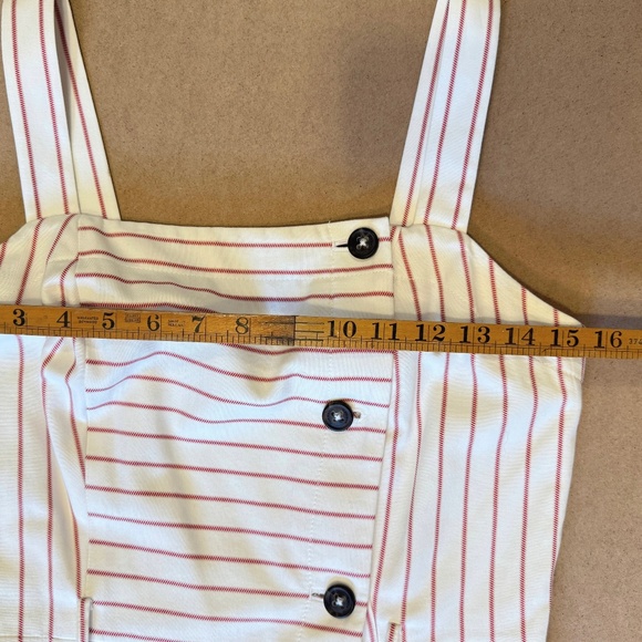 Tommy Hilfiger Dress Womens 4 Belted Cream Red Pinstripe Sheath Nautical Preppy - Picture 9 of 12